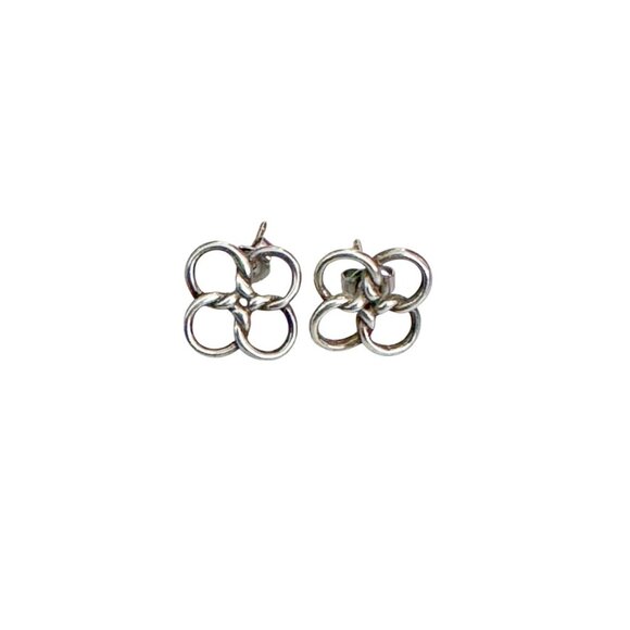 Tiffany & Co. Elsa Peretti Quadrifoglio Four Leaf Clover Silver Earrings - Picture 6 of 10